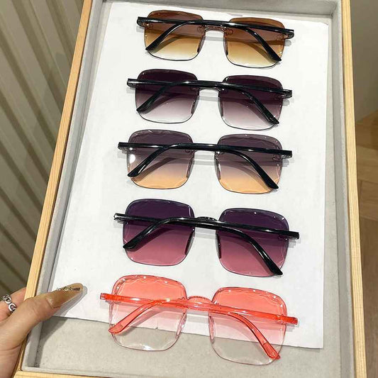 5pcs Women Men Square Sun Glasses Retro Sunglasses Female Black Vintage Fashion For Outdoor Clothing Accessories