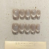 10pcs French Cat Eye Handmade Press on Nails Champagne Color Fake Nails False Nails Short Artificial Nail Накладные Ногти Uñas